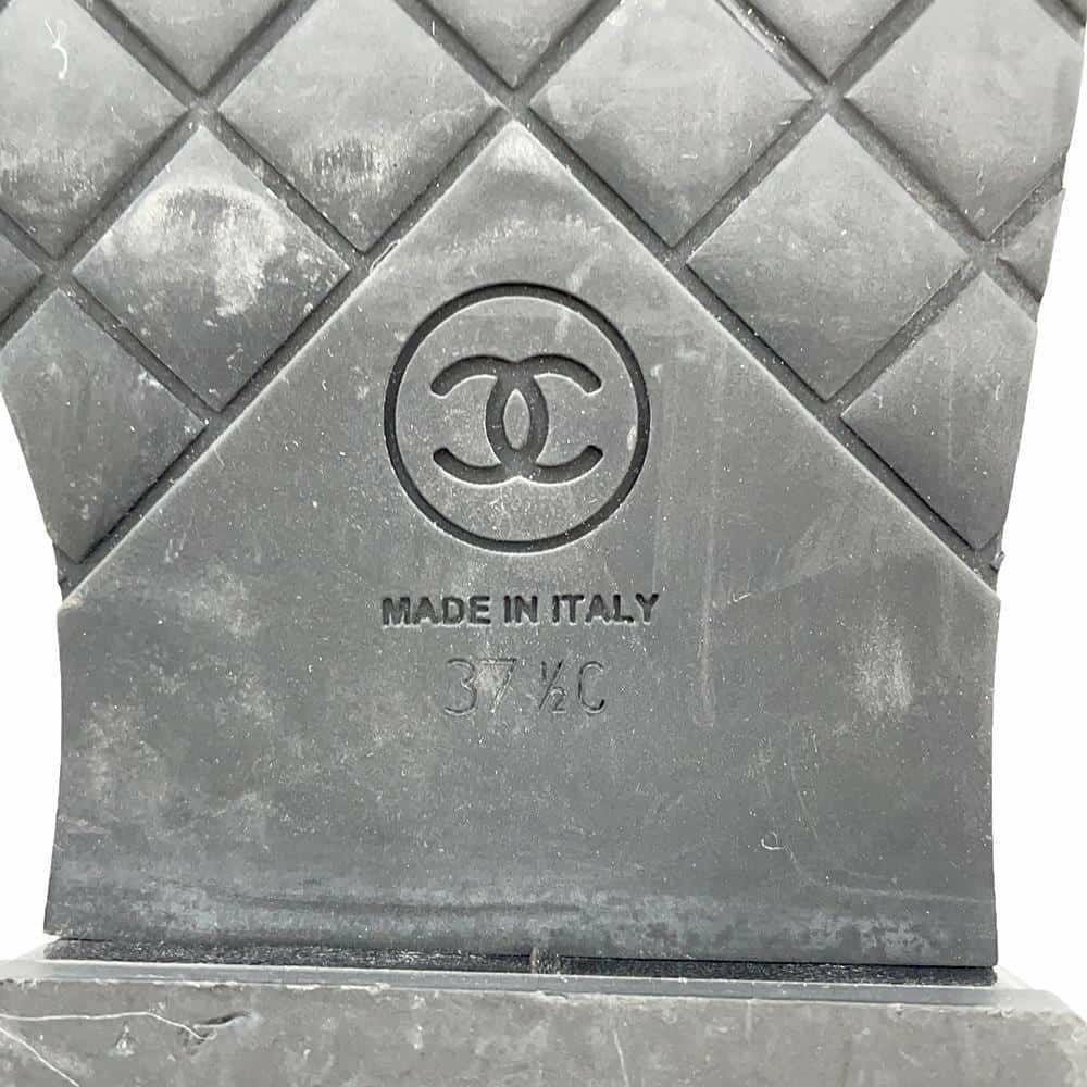 シャネル ショートブーツ ココマーク レースアップ パテント フェイクパール レディースサイズ37 1/2C G33169 靴 黒