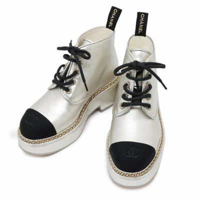 シャネル ショートブーツ ココマーク レースアップ レザー レディースサイズ37C G35367 CHANEL 靴 安心保証