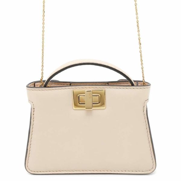 フェンディ チェーンショルダーポーチ ナノピーカブー レザー 7AR993 FENDI ポシェット バッグチャーム