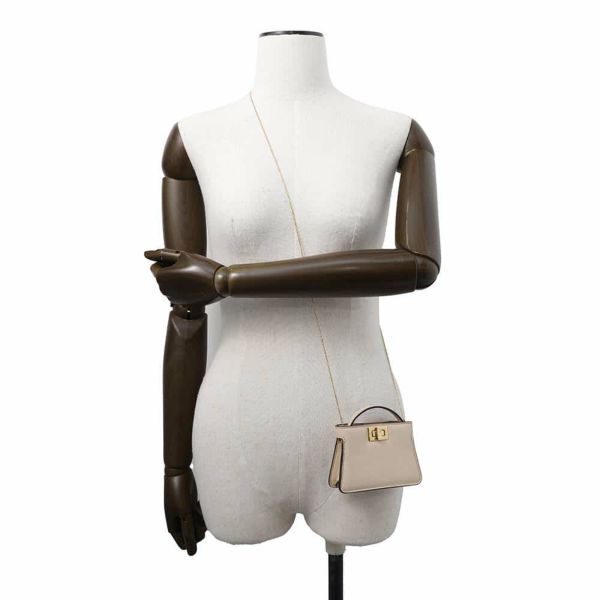 フェンディ チェーンショルダーポーチ ナノピーカブー レザー 7AR993 FENDI ポシェット バッグチャーム