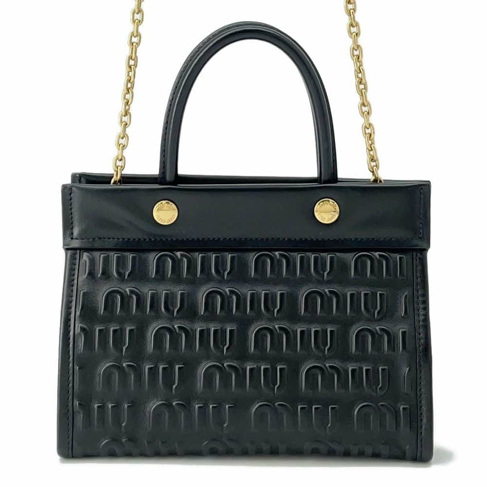 ミュウミュウ ハンドバッグ エンボスロゴ レザー 5BA243 Miu Miu 2way  