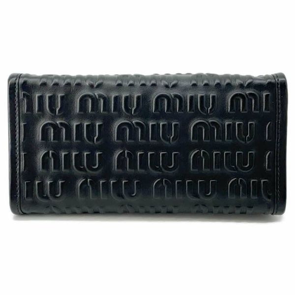 ミュウミュウ ハンドバッグ エンボスロゴ レザー 5BA243 Miu Miu 2wayショルダーバッグ 黒