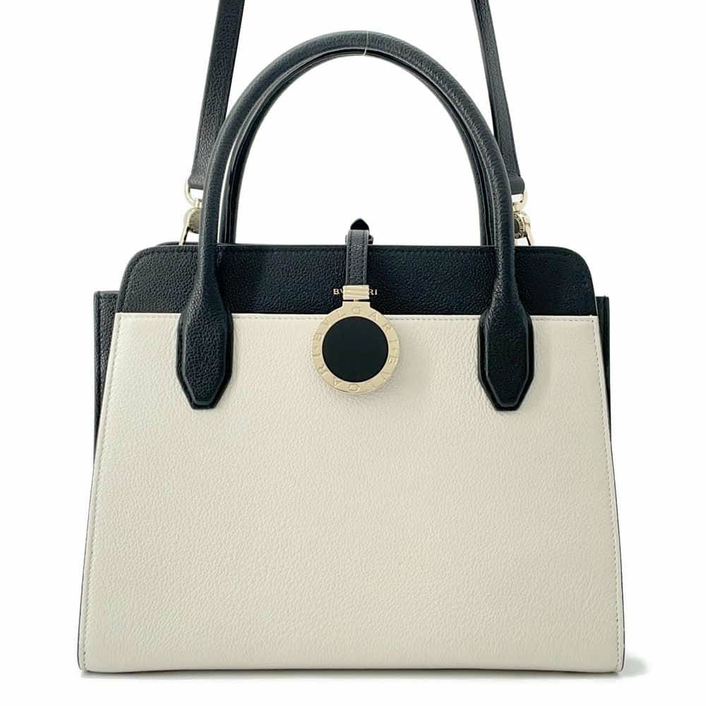 ブルガリ ハンドバッグ アルバ レザー BVLGARI 2wayショルダーバッグ 黒 白