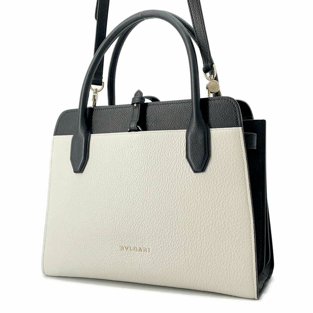 ブルガリ ハンドバッグ アルバ レザー BVLGARI 2wayショルダーバッグ 黒 白