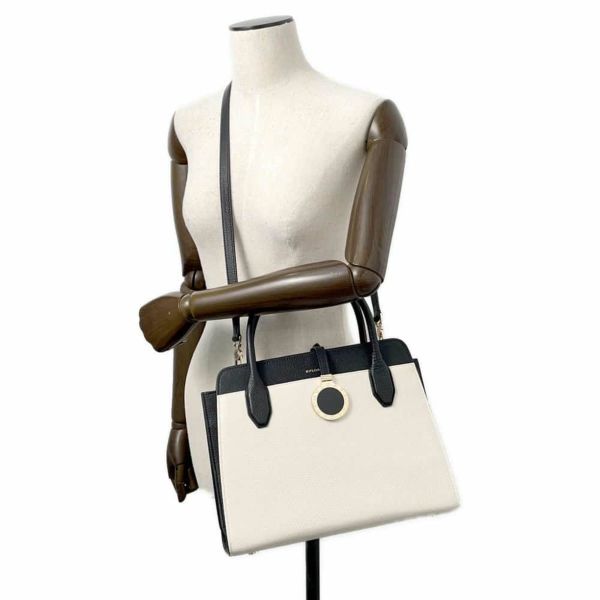 ブルガリ ハンドバッグ アルバ レザー BVLGARI 2wayショルダーバッグ 黒 白