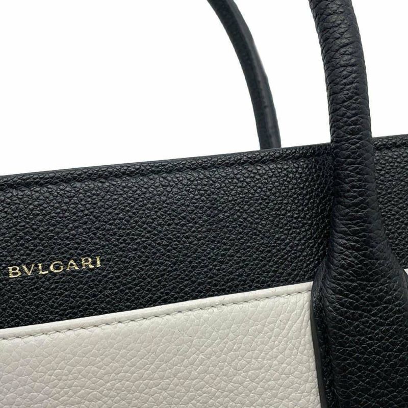 ブルガリ ハンドバッグ アルバ レザー BVLGARI 2wayショルダーバッグ 黒 白