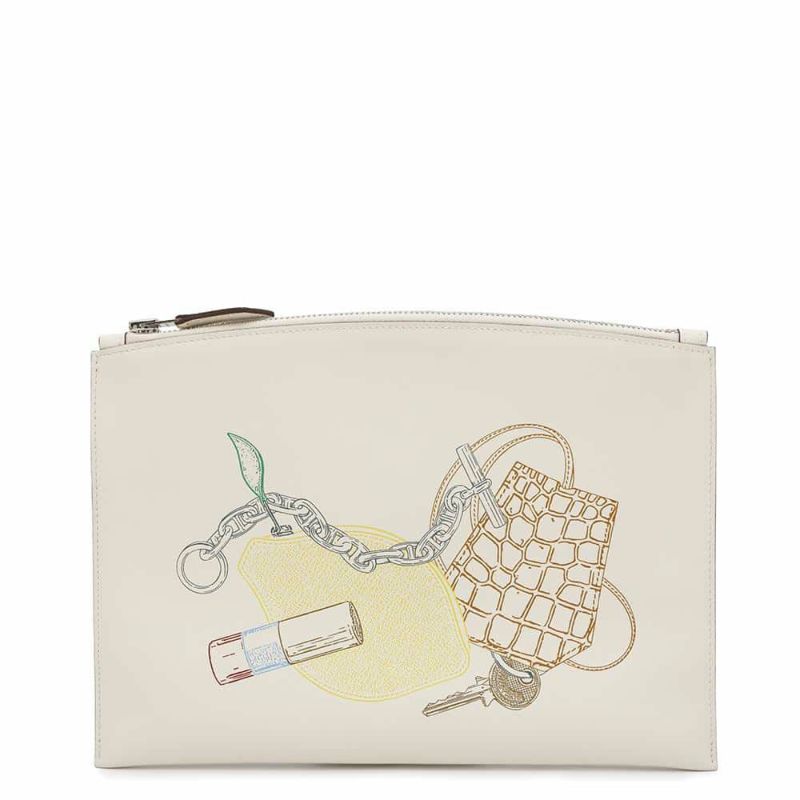 エルメス クラッチバッグ ヴィド・トン・サック PM インアンドアウト ナタ/シルバー金具 スイフト U刻印