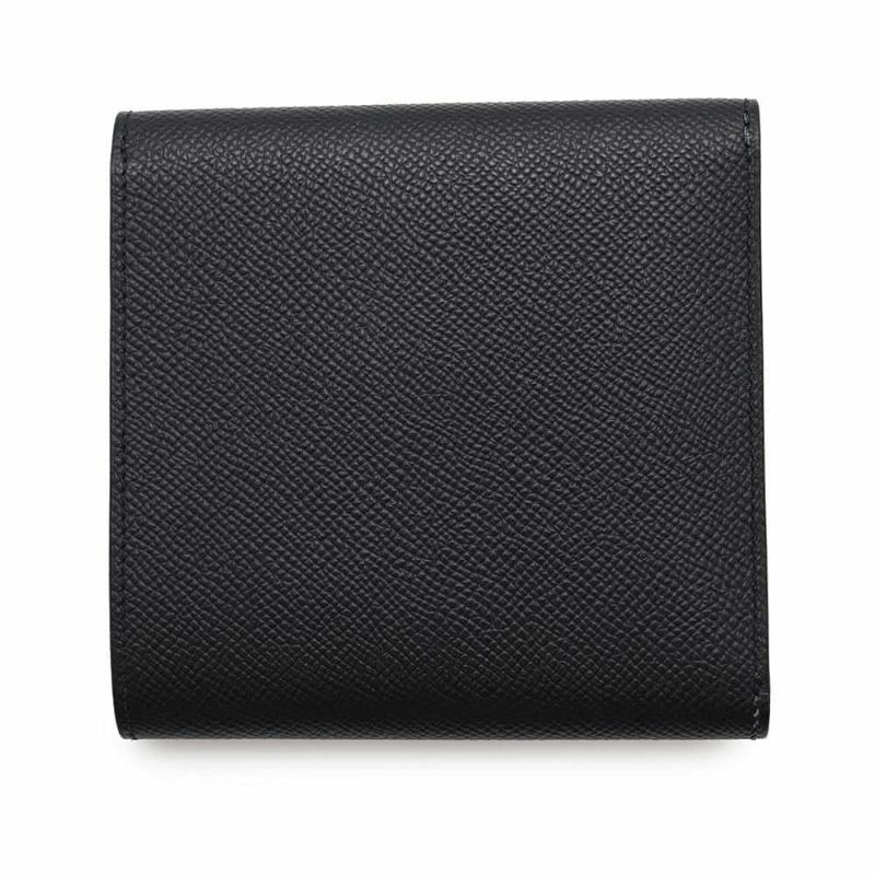 エルメス 三つ折り財布 クリック12 ブラック/シルバー金具 エプソン C刻印 HERMES 黒 財布
