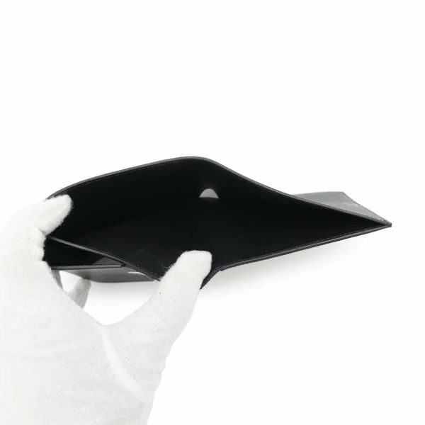 エルメス 三つ折り財布 クリック12 ブラック/シルバー金具 エプソン C刻印 HERMES 黒 財布