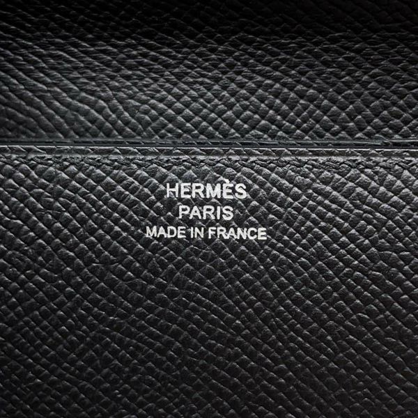 エルメス 三つ折り財布 クリック12 ブラック/シルバー金具 エプソン C刻印 HERMES 黒 財布