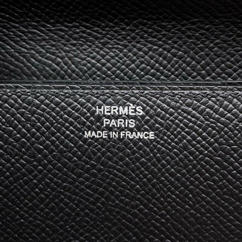 エルメス 三つ折り財布 クリック12 ブラック/シルバー金具 エプソン C刻印 HERMES 黒 財布