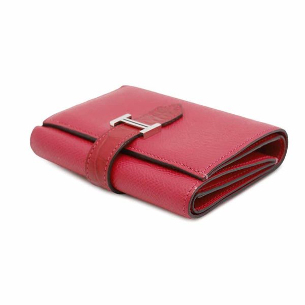 エルメス 三つ折り財布 ベアン コンビネ タッチ ローズメキシコ/シルバー金具 エプソン/アリゲーターマット Z刻印