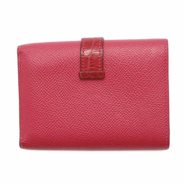エルメス 三つ折り財布 ベアン コンビネ タッチ ローズメキシコ/シルバー金具 エプソン/アリゲーターマット Z刻印