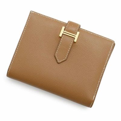 エルメス 二つ折り財布 ベアンコンパクト エトゥープ/ゴールド エルメス 二つ折り財布 ベアンコンパクト エトゥープ/ゴールド