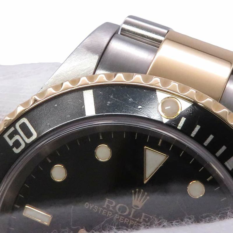ロレックス サブマリーナ デイト コンビ SS/K18YGイエローゴールド P番 16613 ROLEX 腕時計 黒文字盤