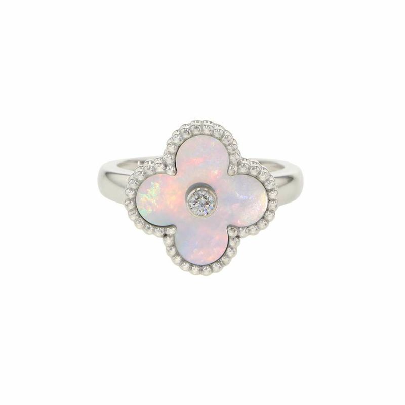 ヴァンクリーフ&アーペル リング ヴィンテージ アルハンブラ リング マザーオブパール ダイヤ 1P 0.05ct K18WG サイズ52 VCARF48900