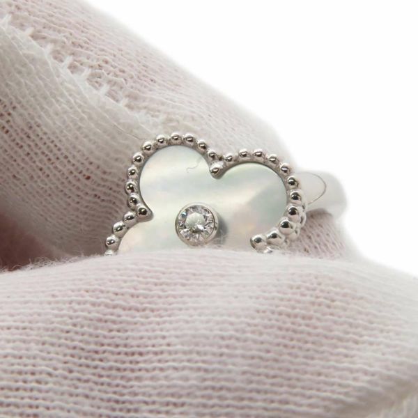 ヴァンクリーフ&アーペル リング ヴィンテージ アルハンブラ リング マザーオブパール ダイヤ 1P 0.05ct K18WG サイズ52 VCARF48900