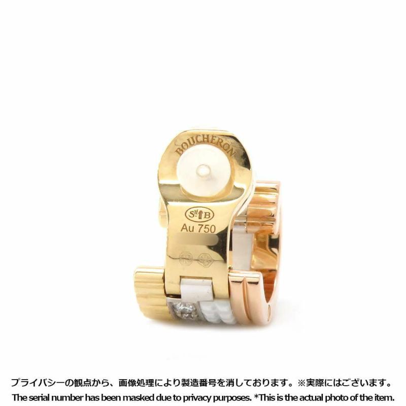 ブシュロン キャトル ホワイト シングル クリップ イヤリング スモール ダイヤ9P 計0.14ct K18YG/K18PG/K18WG/セラミック