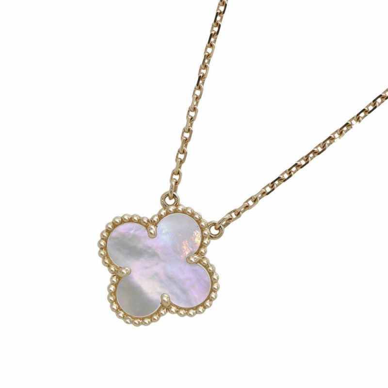 ヴァンクリーフ&アーペル ネックレス ヴィンテージ アルハンブラ ペンダント マザーオブパール K18YGイエローゴールド VCARA45900