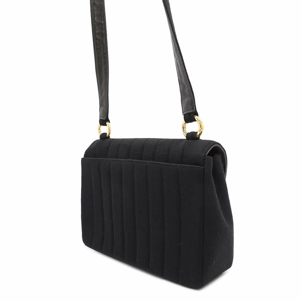 シャネル ショルダーバッグ マドモアゼル ココマーク コットン CHANEL 黒