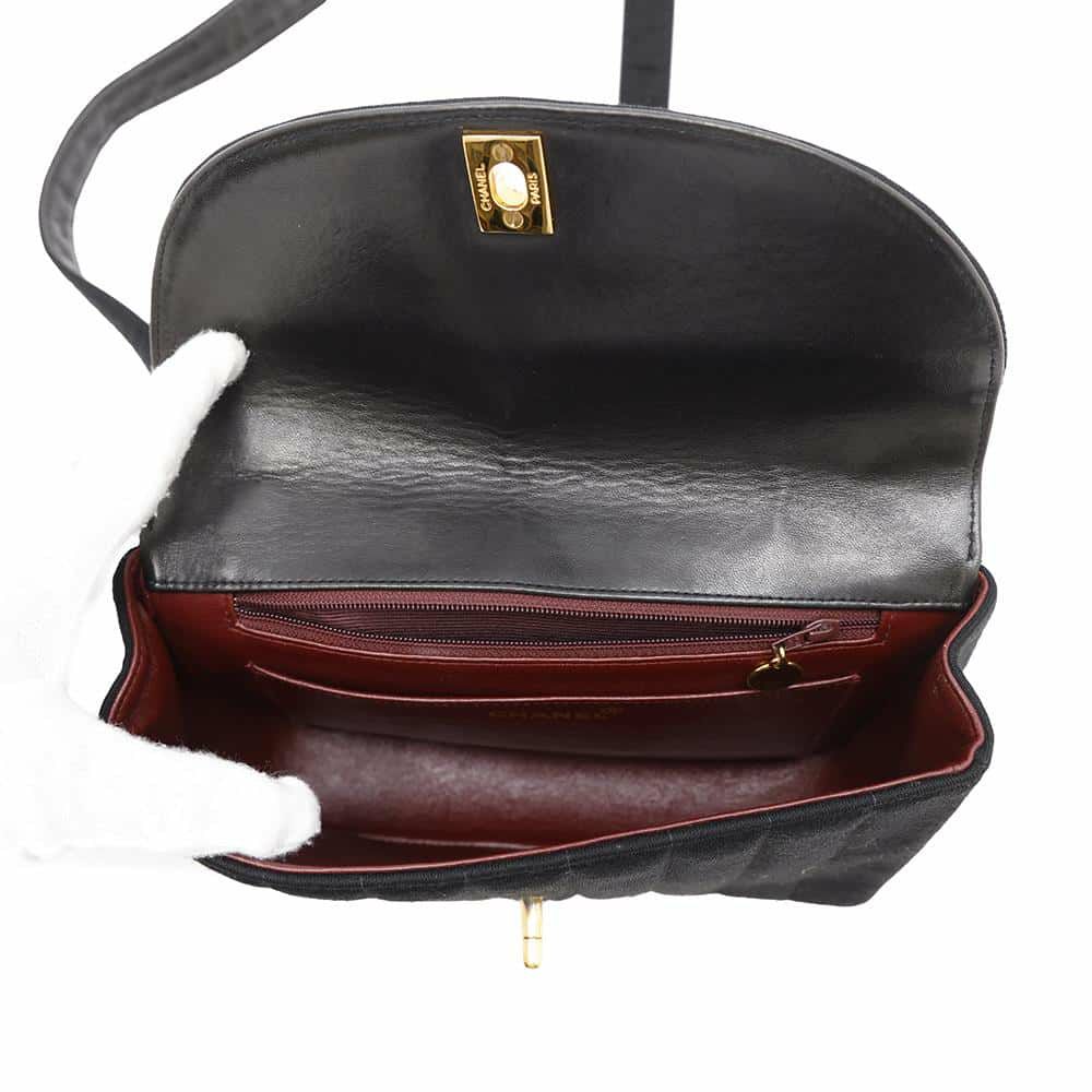 シャネル ショルダーバッグ マドモアゼル ココマーク コットン CHANEL 黒