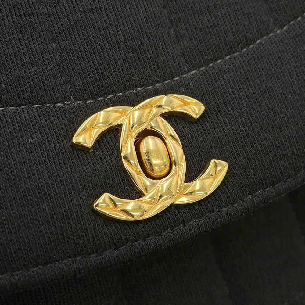 シャネル ショルダーバッグ マドモアゼル ココマーク コットン CHANEL 黒