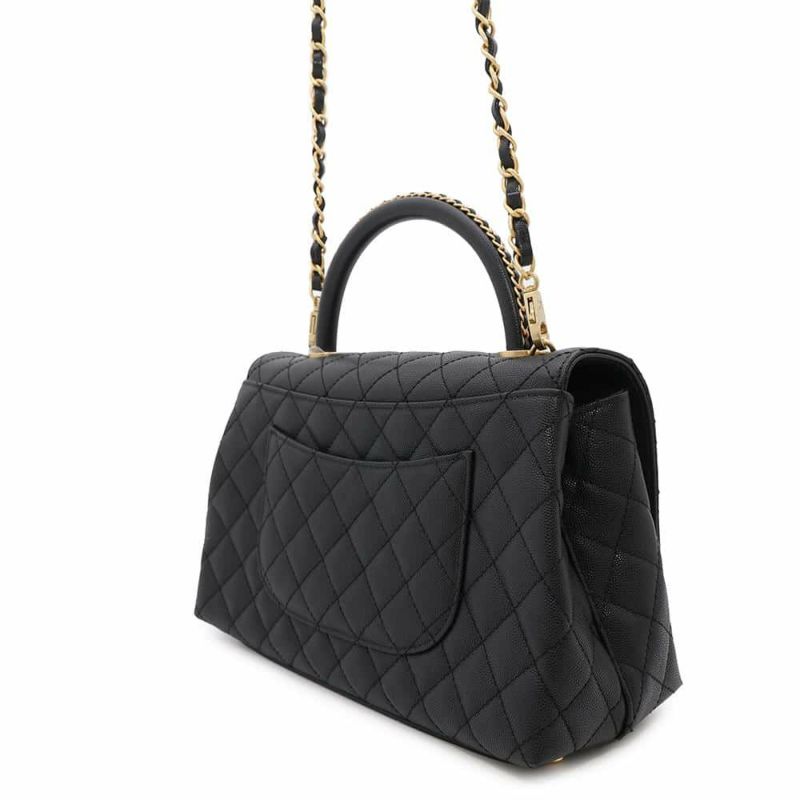 シャネル ハンドバッグ マトラッセ ココマーク ココハンドル フラップ キャビアスキン A92991 2way 黒