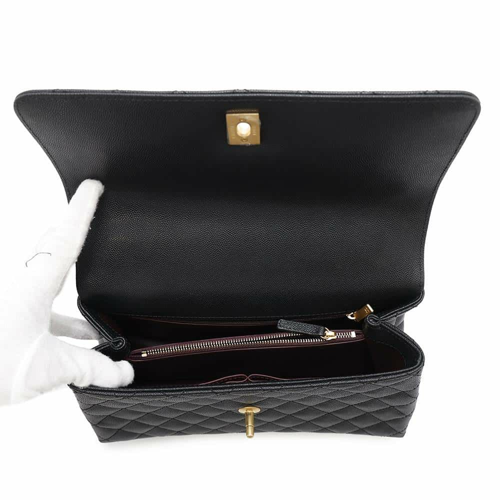 シャネル ハンドバッグ マトラッセ ココマーク ココハンドル フラップ キャビアスキン A92991 2way 黒