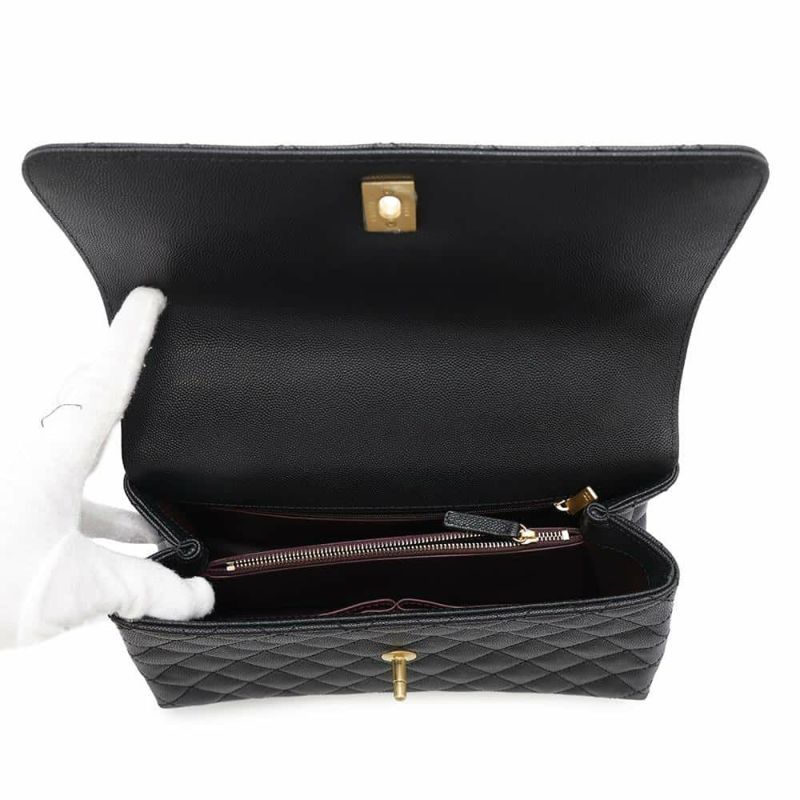 シャネル ハンドバッグ マトラッセ ココマーク ココハンドル フラップ キャビアスキン A92991 2way 黒