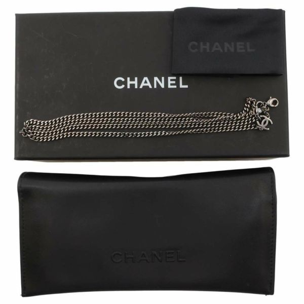 シャネル サングラス ラウンドシェイプ チェーン付き ブラウン A71292 CHANEL アイウェア 黒