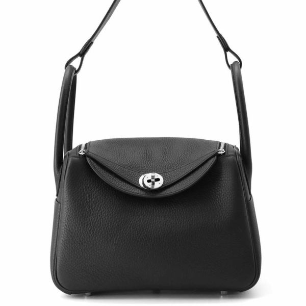 エルメス ハンドバッグ リンディ26 ブラック/シルバー金具 トリヨンクレマンス K刻印 2wayショルダー 黒