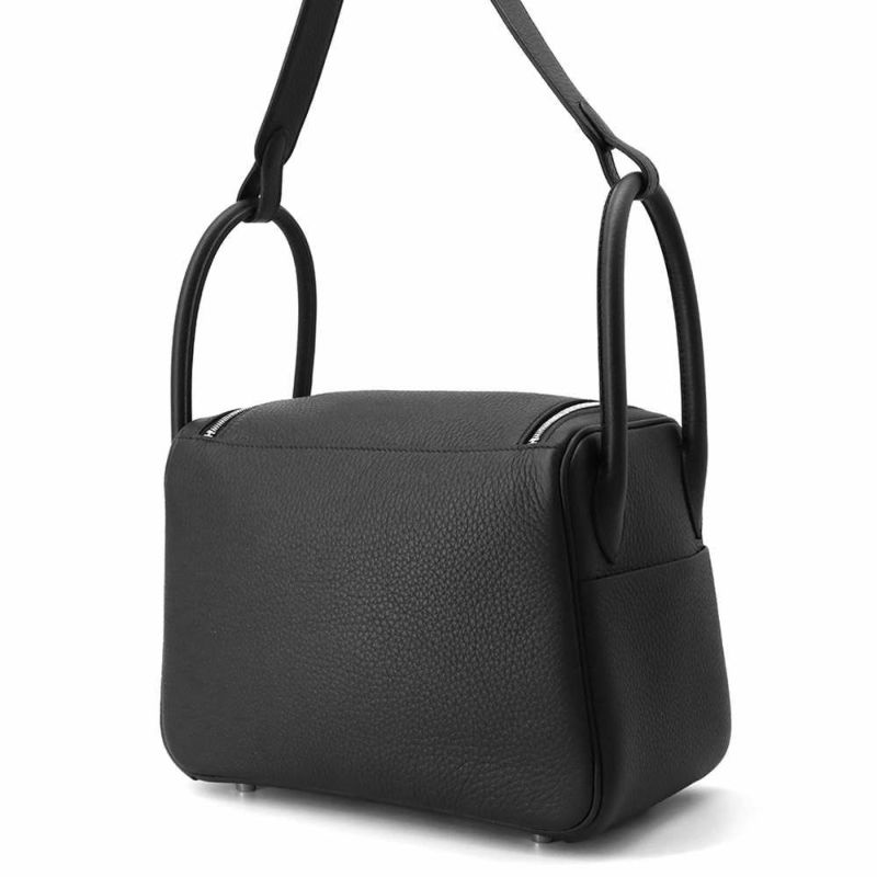 エルメス ハンドバッグ リンディ26 ブラック/シルバー金具 トリヨンクレマンス K刻印 2wayショルダー 黒