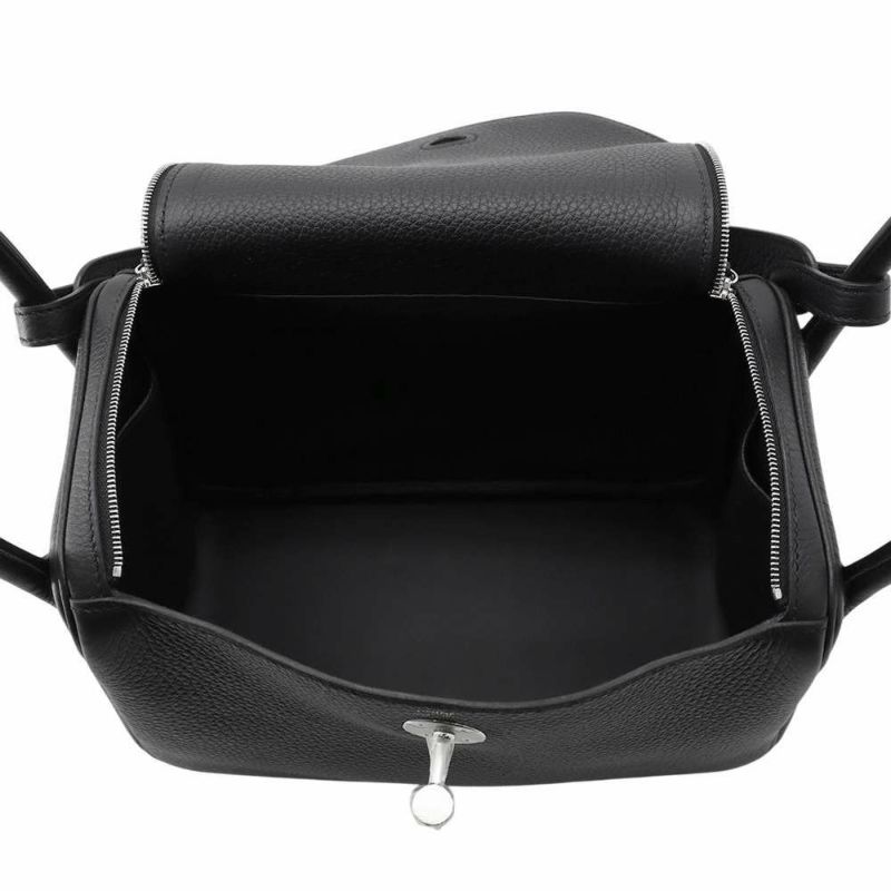 エルメス ハンドバッグ リンディ26 ブラック/シルバー金具 トリヨンクレマンス K刻印 2wayショルダー 黒
