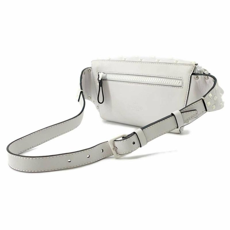 ヴァレンティノ・ガラヴァーニ ボディバッグ ロックスタッズ レザー VALENTINO ウエストバッグ 白