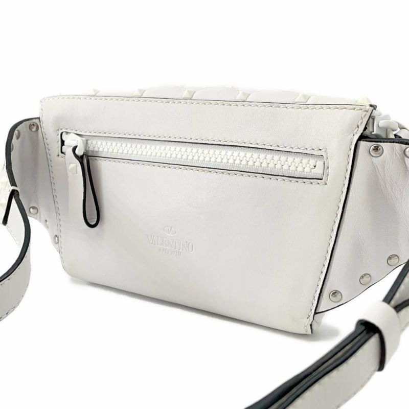 ヴァレンティノ・ガラヴァーニ ボディバッグ ロックスタッズ レザー VALENTINO ウエストバッグ 白