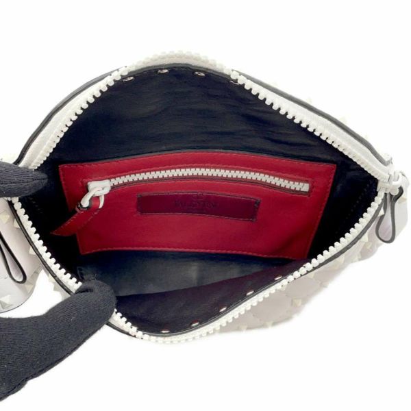 ヴァレンティノ・ガラヴァーニ ボディバッグ ロックスタッズ レザー VALENTINO ウエストバッグ 白