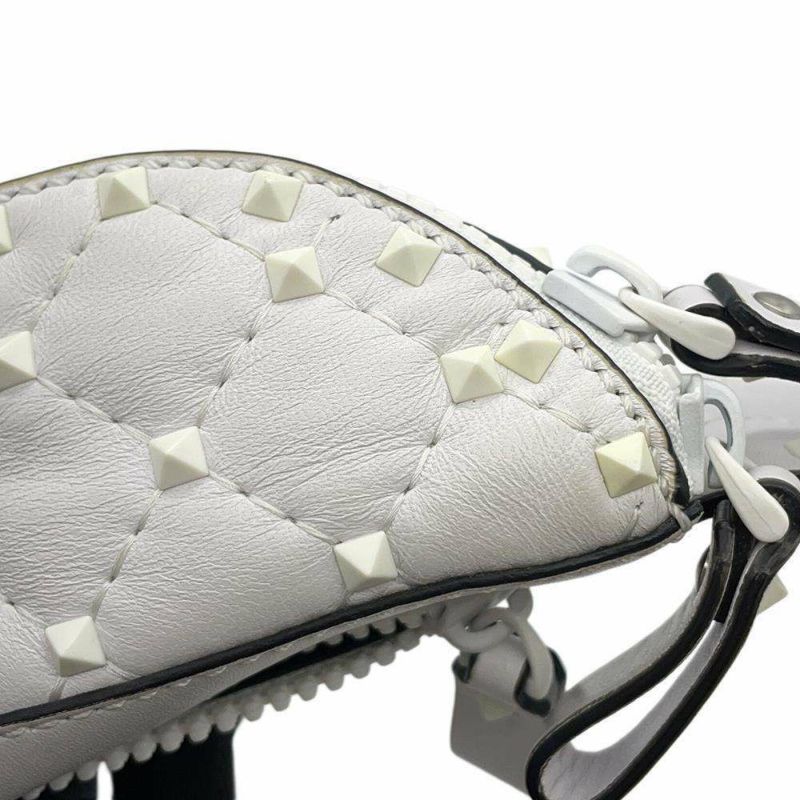 ヴァレンティノ・ガラヴァーニ ボディバッグ ロックスタッズ レザー VALENTINO ウエストバッグ 白