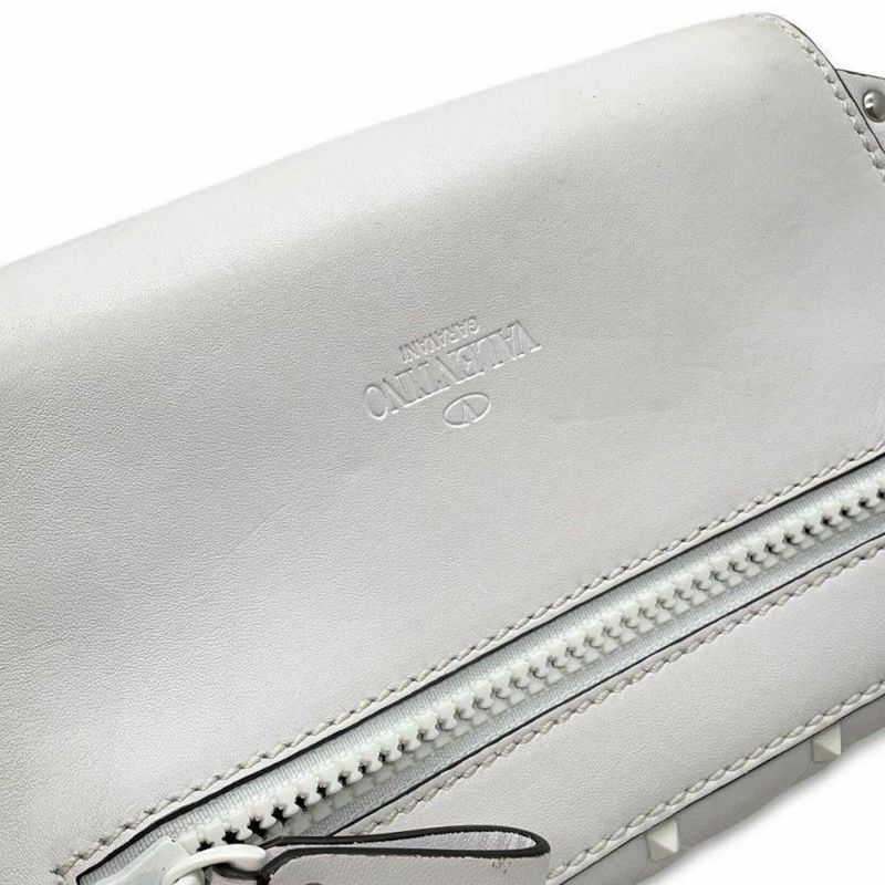 ヴァレンティノ・ガラヴァーニ ボディバッグ ロックスタッズ レザー VALENTINO ウエストバッグ 白