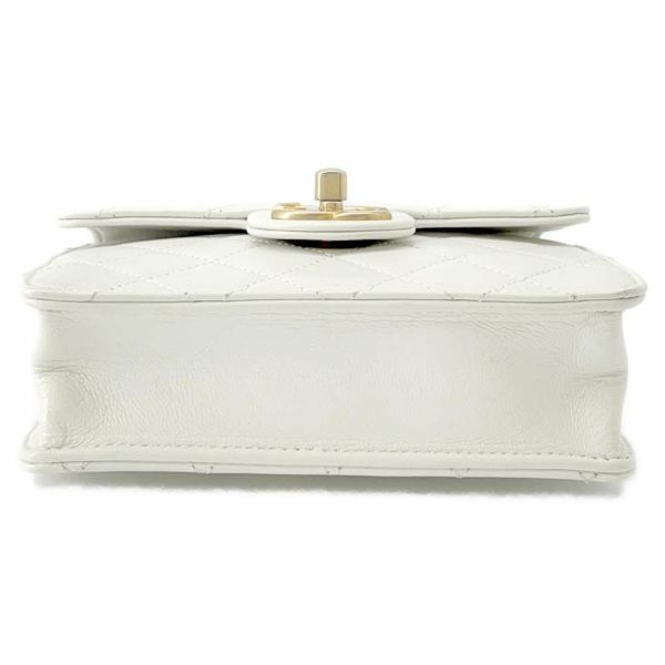 シャネル チェーンショルダーバッグ マトラッセ ココマーク フェイクパール ゴートスキン AS0584 CHANEL フラップバッグ 白