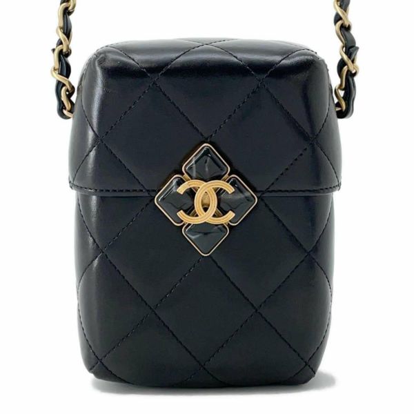 シャネル チェーンショルダーバッグ ココマーク マトラッセ ボックスバッグ ラムスキン AS2635 黒