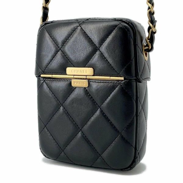 シャネル チェーンショルダーバッグ ココマーク マトラッセ ボックスバッグ ラムスキン AS2635 黒