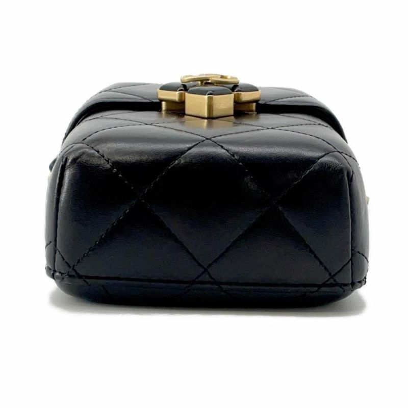 シャネル チェーンショルダーバッグ ココマーク マトラッセ ボックスバッグ ラムスキン AS2635 黒