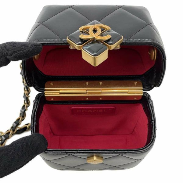 シャネル チェーンショルダーバッグ ココマーク マトラッセ ボックスバッグ ラムスキン AS2635 黒