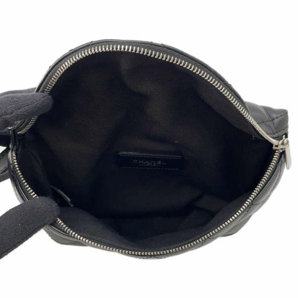 シャネル ボディバッグ マトラッセ ユニフォーム ラムスキン CHANEL ウエストバッグ 黒