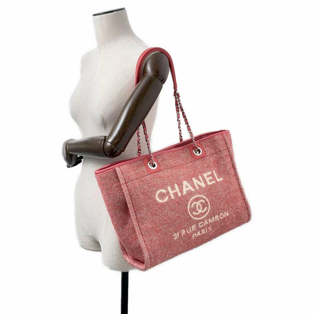 シャネル トートバッグ ドーヴィルライン ミディアム ショッピングバッグ ロゴ キャンバス A67001 CHANEL チェーントート
