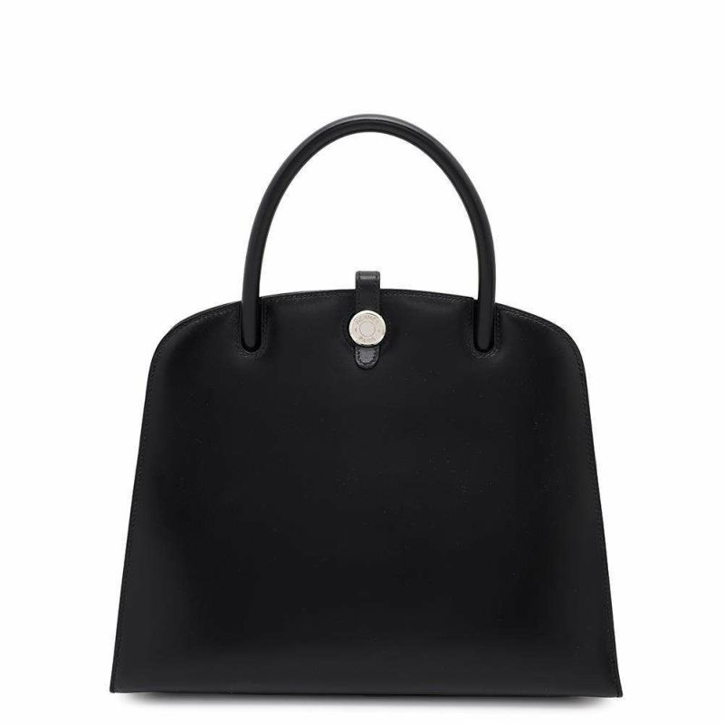 エルメス ハンドバッグ ダルヴィ ブラック/シルバー金具 ボックスカーフ □C刻印 HERMES バッグ 黒