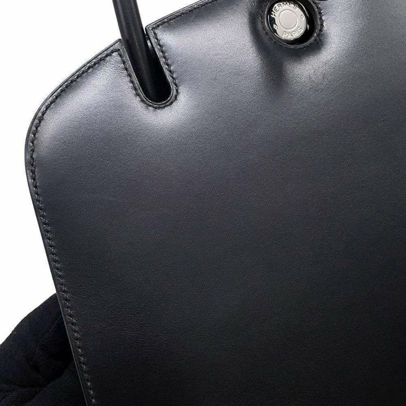 エルメス ハンドバッグ ダルヴィ ブラック/シルバー金具 ボックスカーフ □C刻印 HERMES バッグ 黒