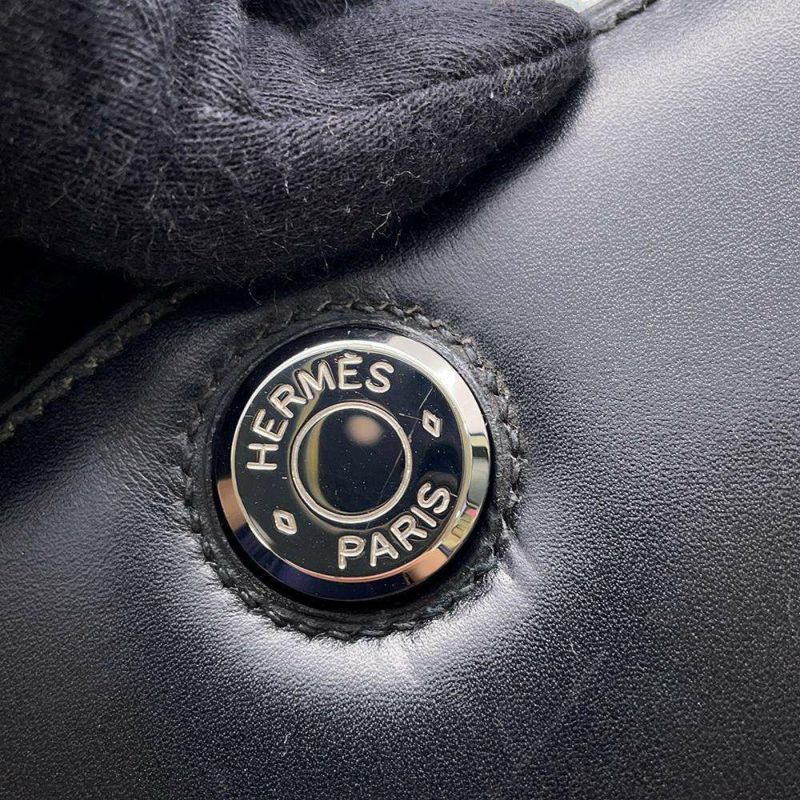 エルメス ハンドバッグ ダルヴィ ブラック/シルバー金具 ボックスカーフ □C刻印 HERMES バッグ 黒