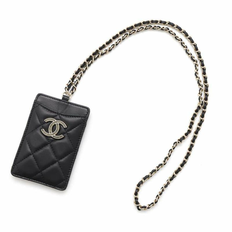 シャネル チェーンカードケース ココマーク マトラッセ ラムスキン A01745 CHANEL カード ノベルティ