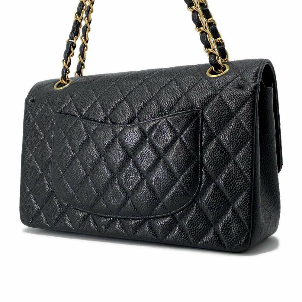 シャネル チェーンショルダーバッグ マトラッセ25 ココマーク キャビアスキン ダブルチェーン A01112 CHANEL 黒